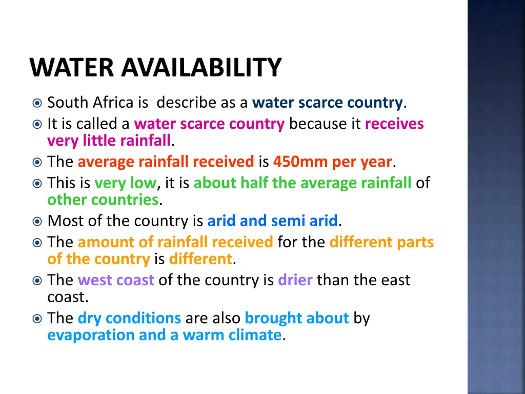 water availability