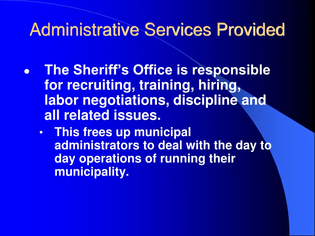 administrative services provided