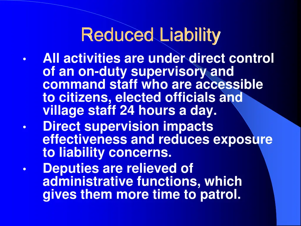 reduced liability all activities are under direct