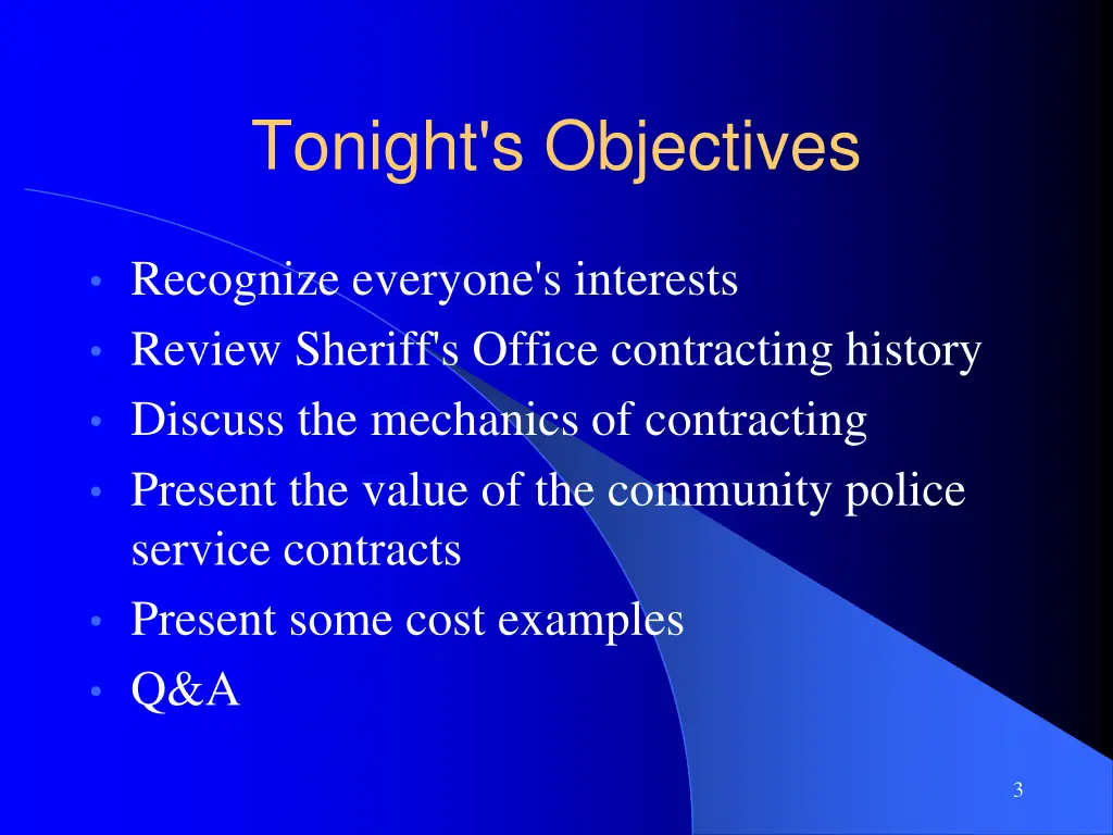 tonight s objectives