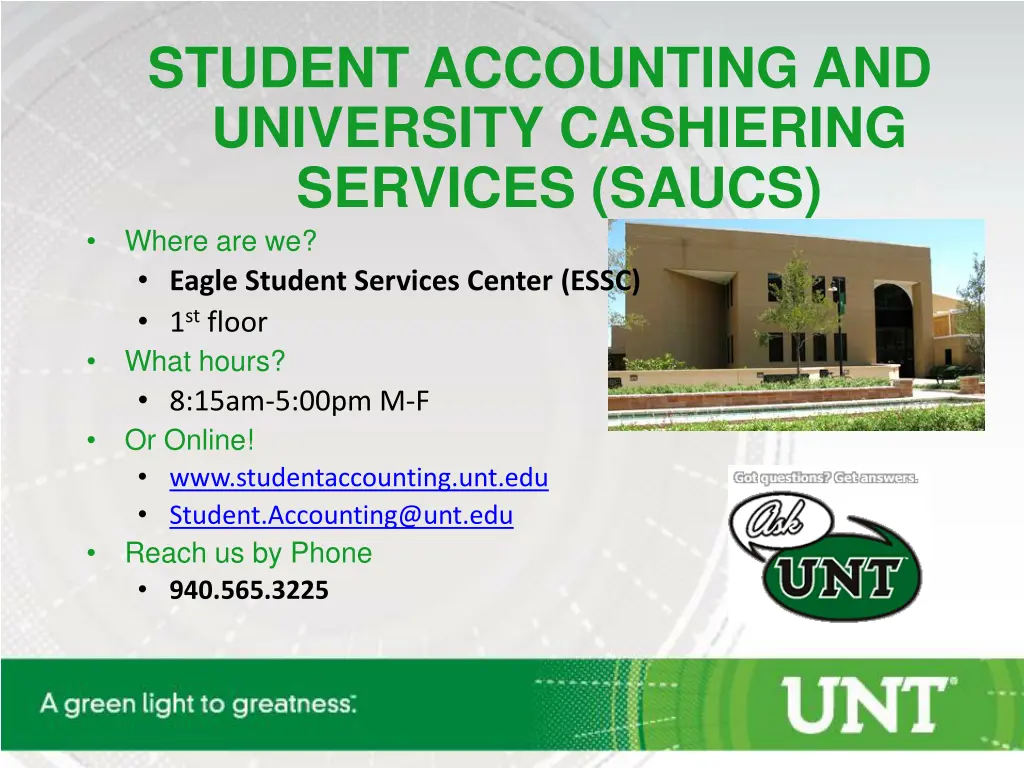 student accounting and university cashiering