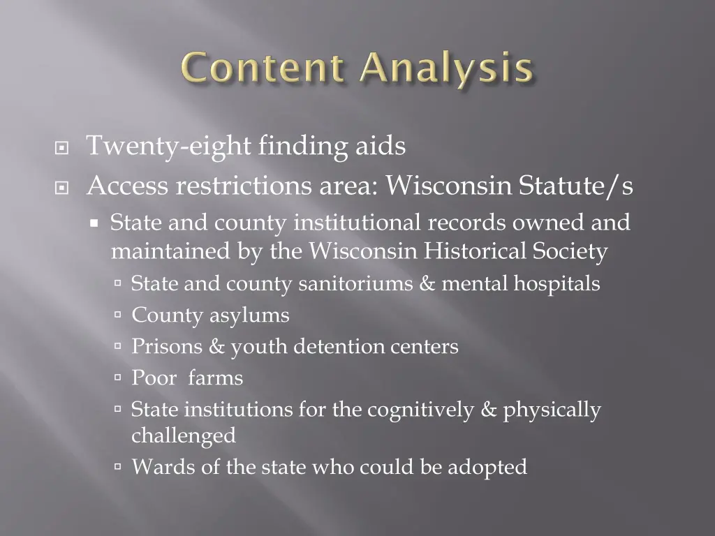 twenty eight finding aids access restrictions