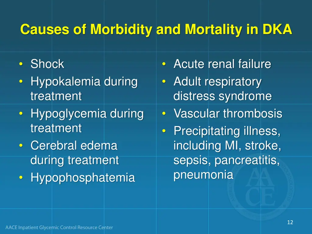 causes of morbidity and mortality in dka