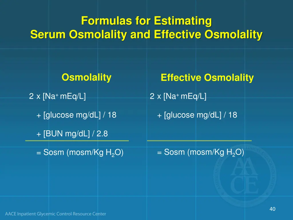 formulas for estimating serum osmolality