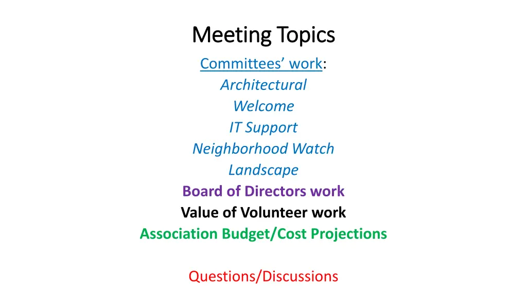 meeting topics meeting topics