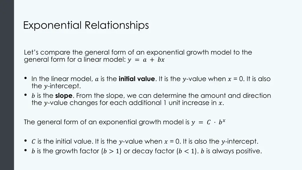 exponential relationships