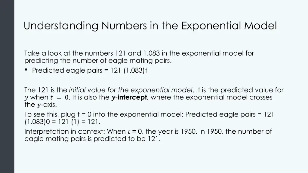 understanding numbers in the exponential model