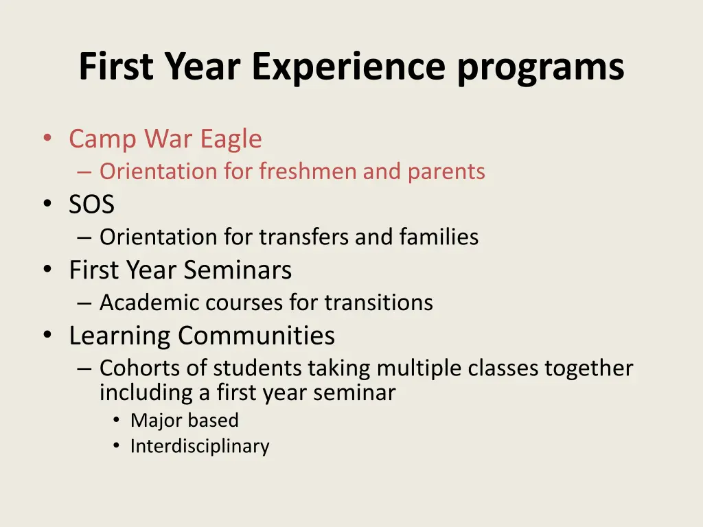 first year experience programs 1