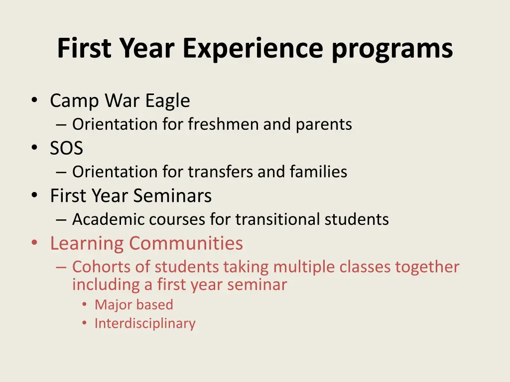 first year experience programs 4