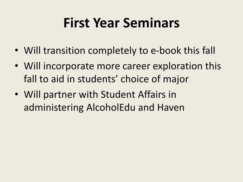 first year seminars