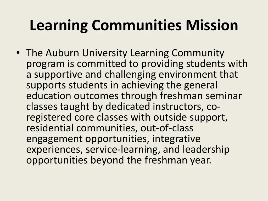 learning communities mission