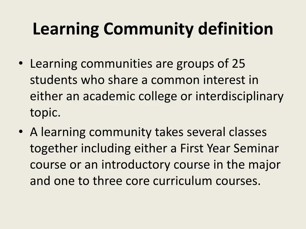 learning community definition