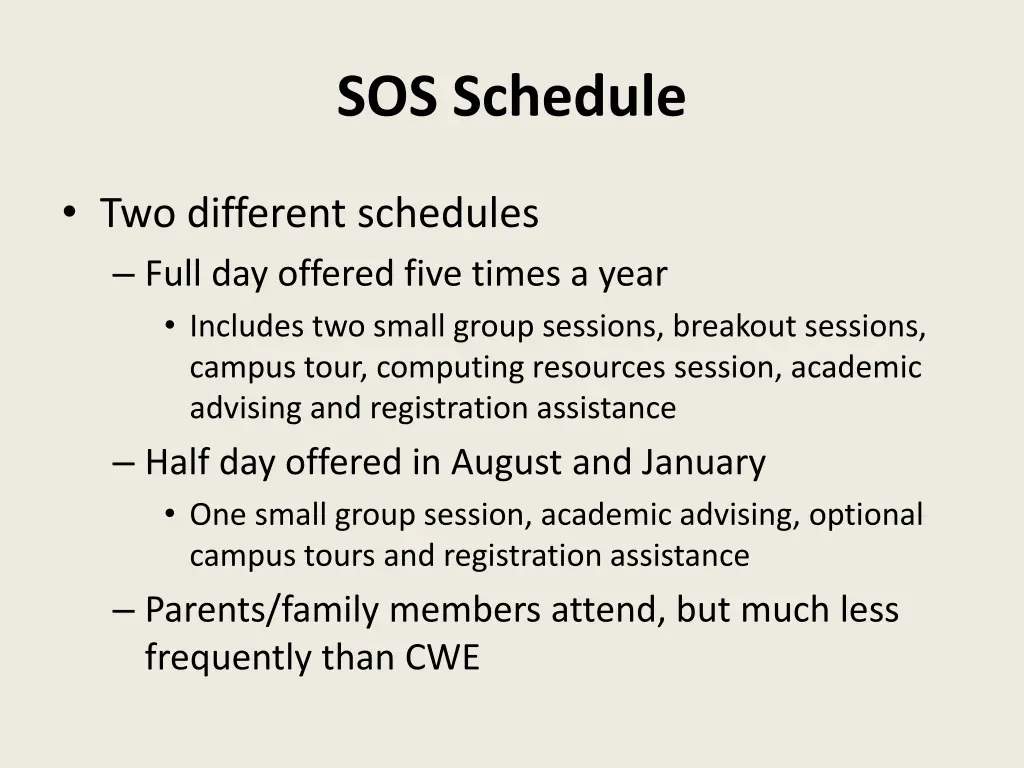 sos schedule