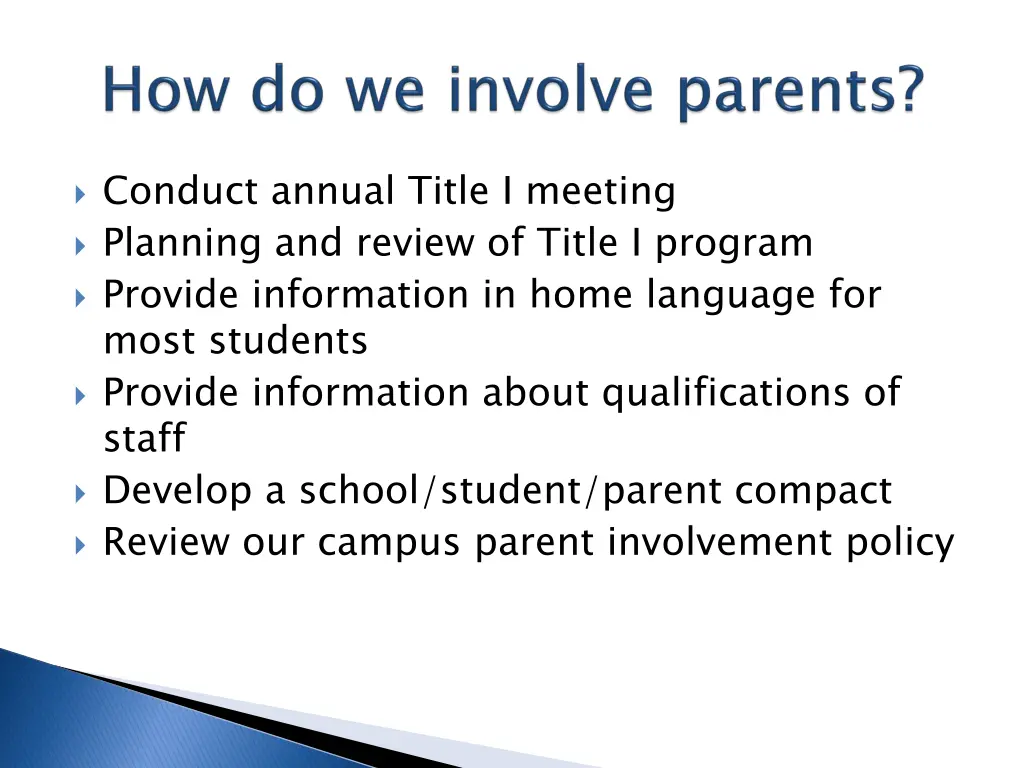 conduct annual title i meeting planning