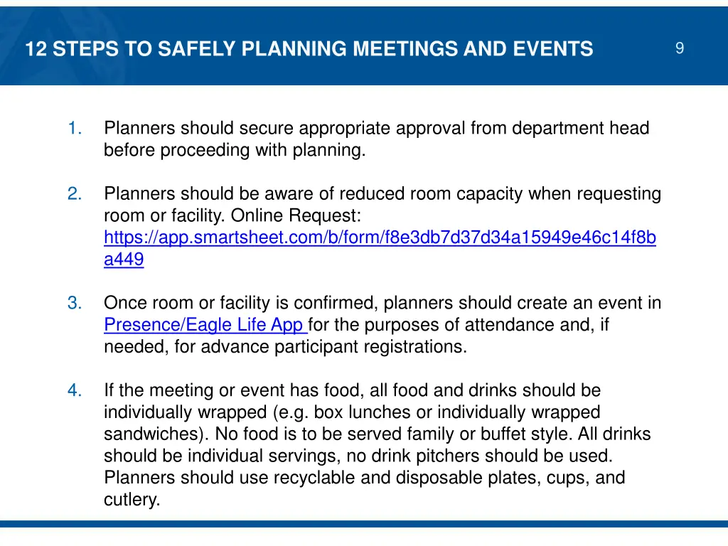 12 steps to safely planning meetings and events