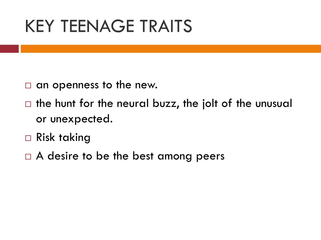 key teenage traits