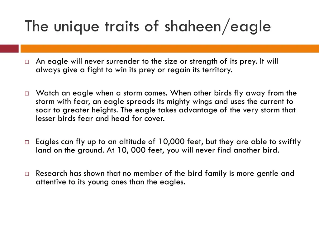 the unique traits of shaheen eagle 1