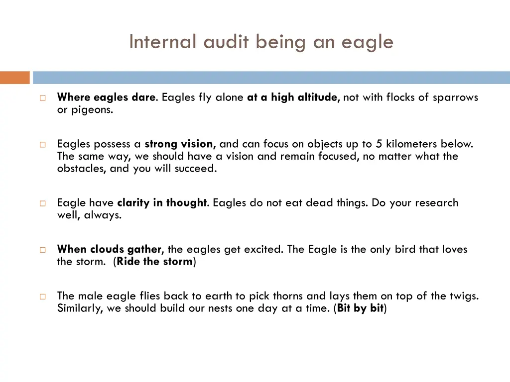 internal audit being an eagle