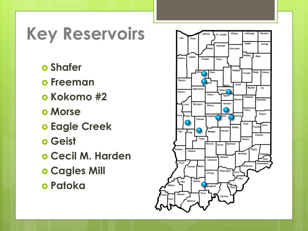 key reservoirs