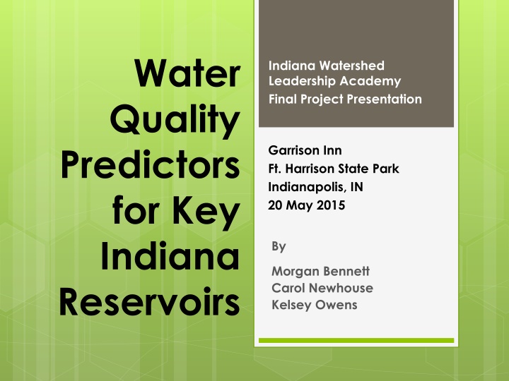 water quality predictors for key indiana