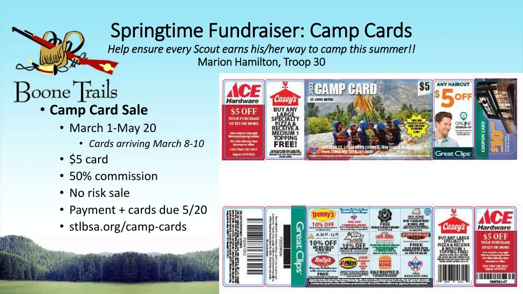 springtime fundraiser camp cards springtime