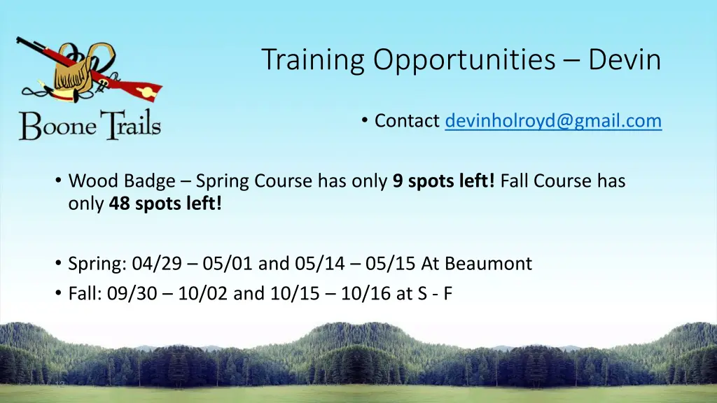 training opportunities devin 2