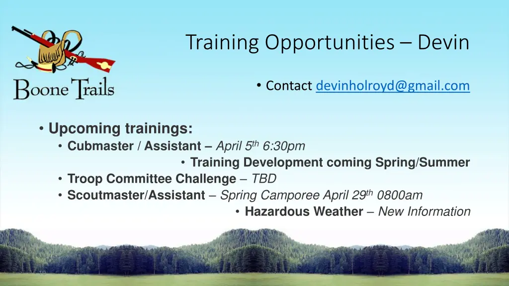 training opportunities devin