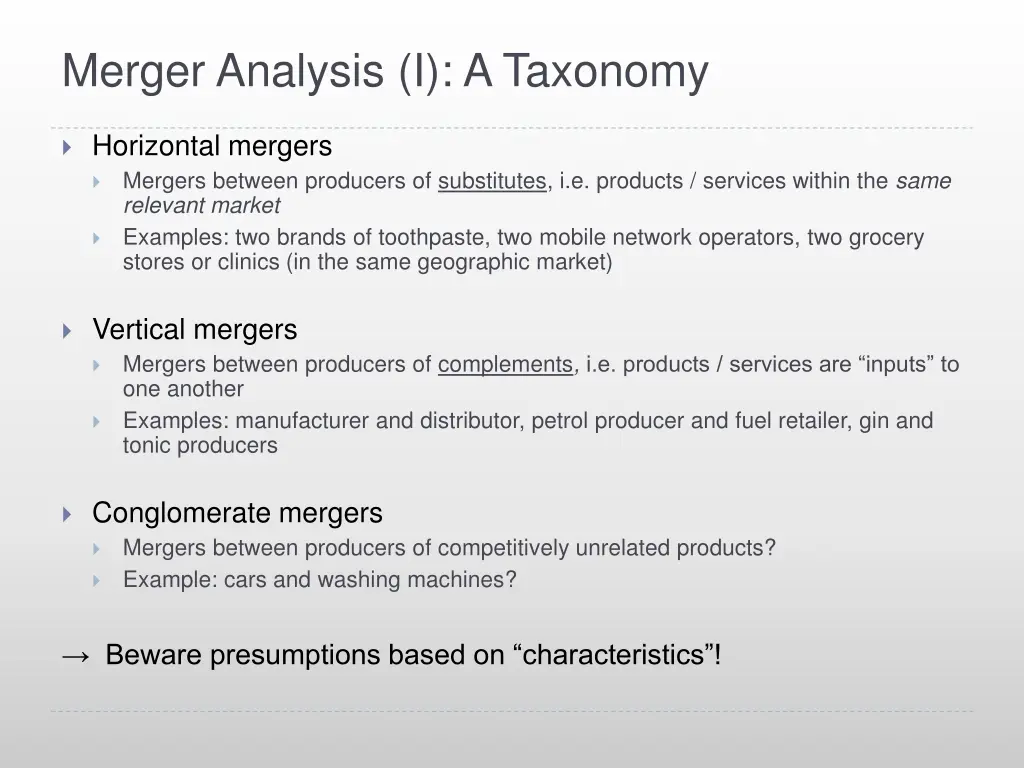 merger analysis i a taxonomy