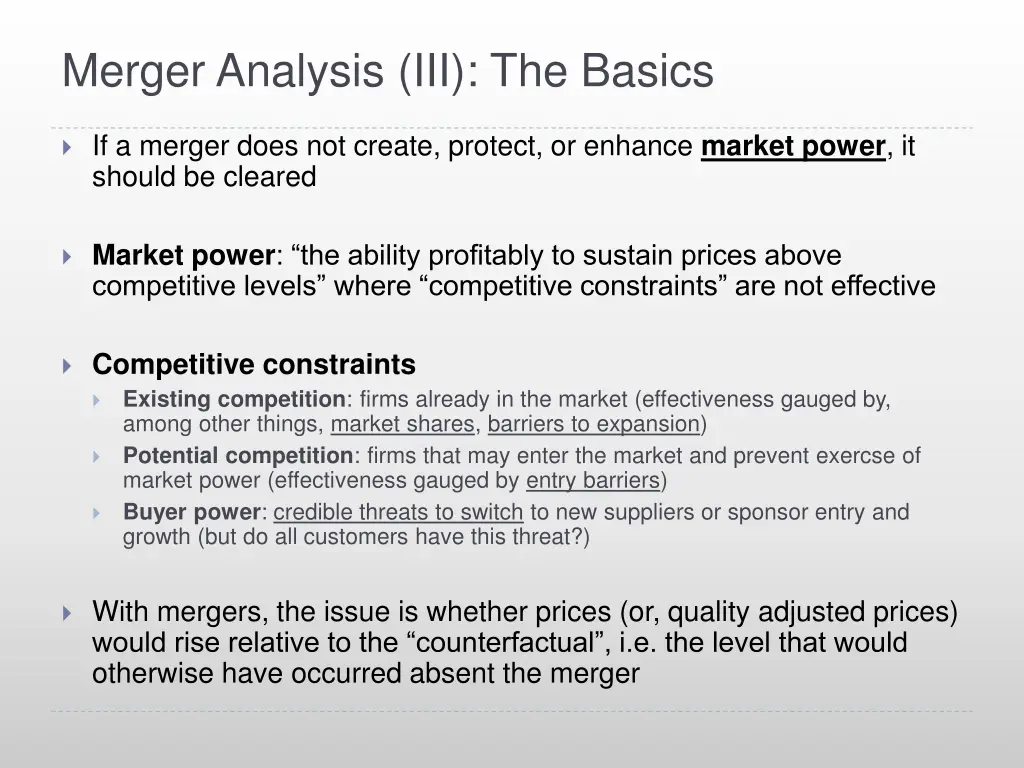 merger analysis iii the basics