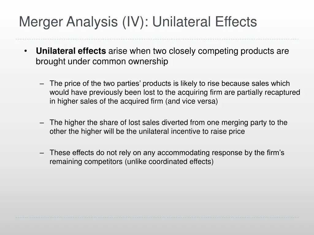 merger analysis iv unilateral effects