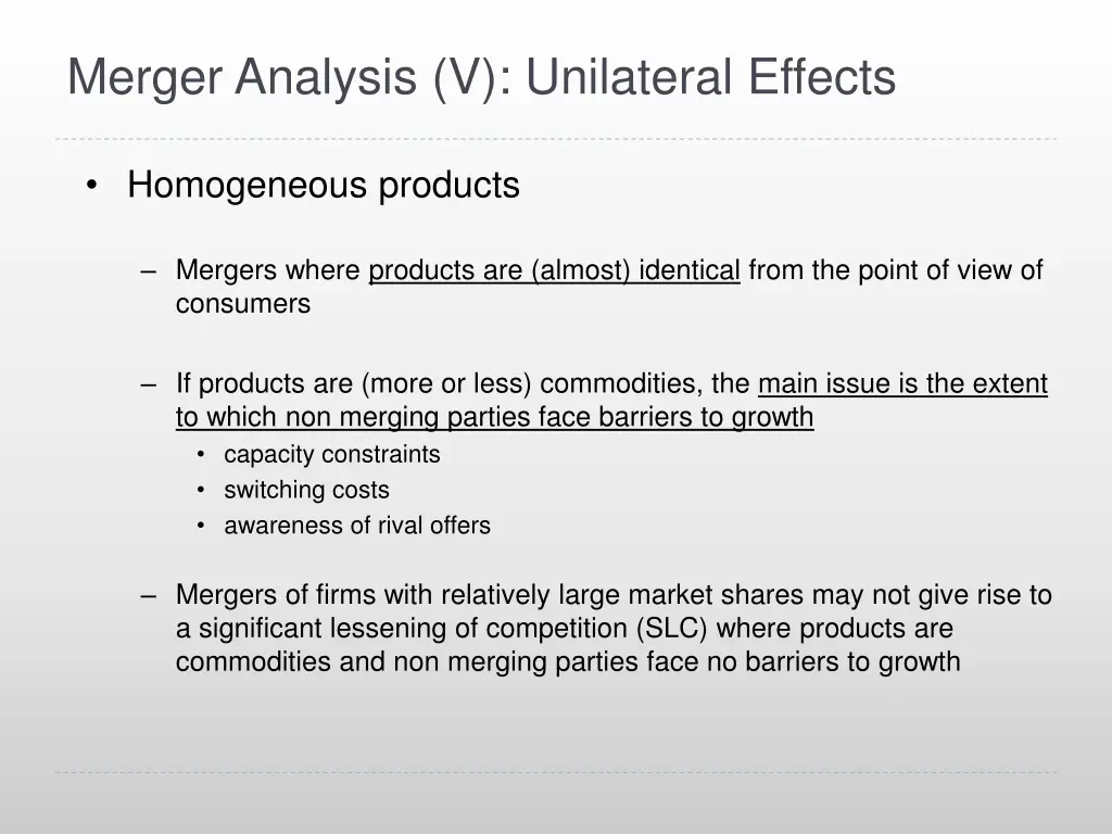 merger analysis v unilateral effects