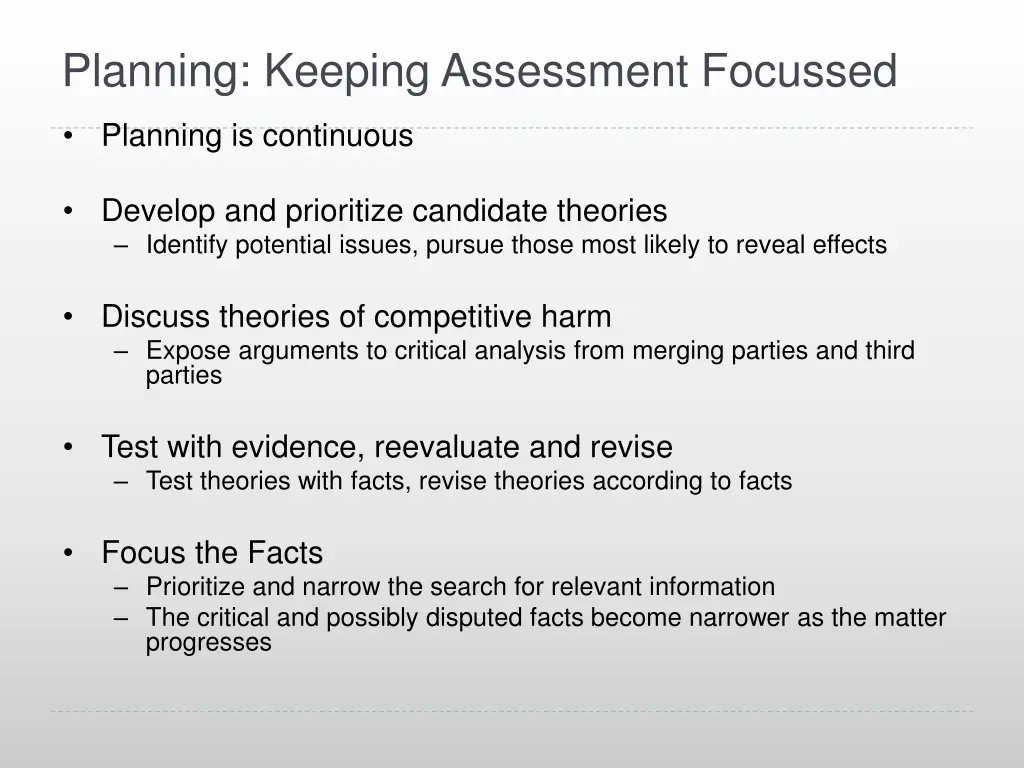 planning keeping assessment focussed