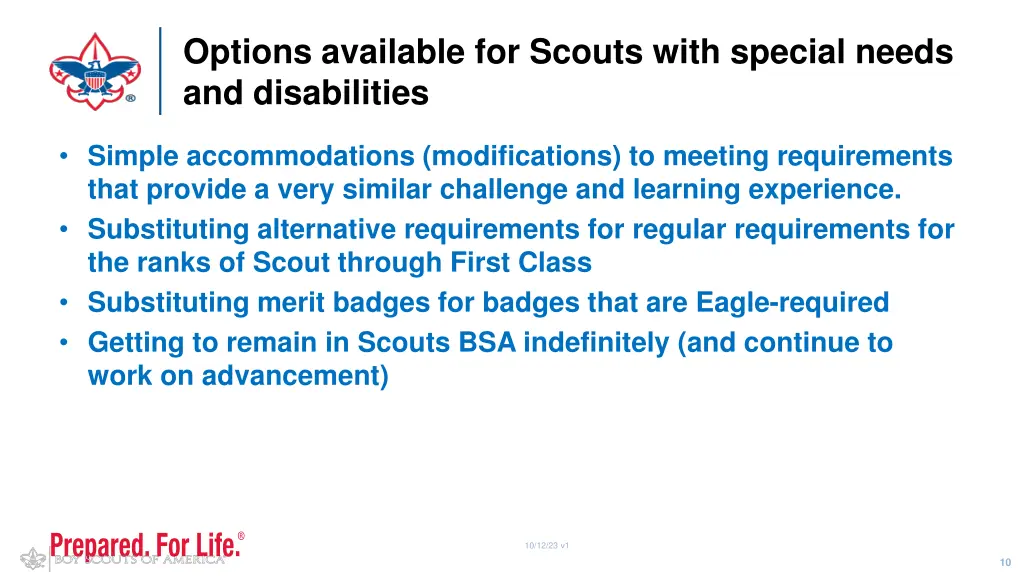 options available for scouts with special needs