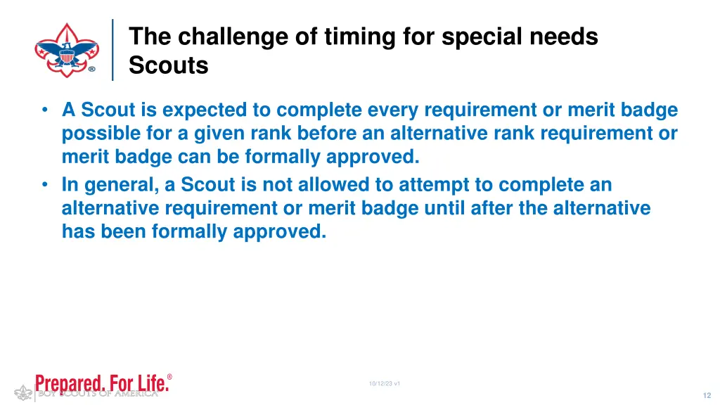 the challenge of timing for special needs scouts