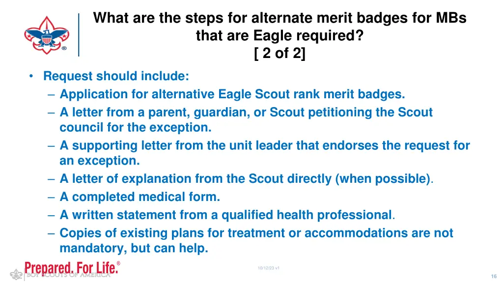 what are the steps for alternate merit badges 1