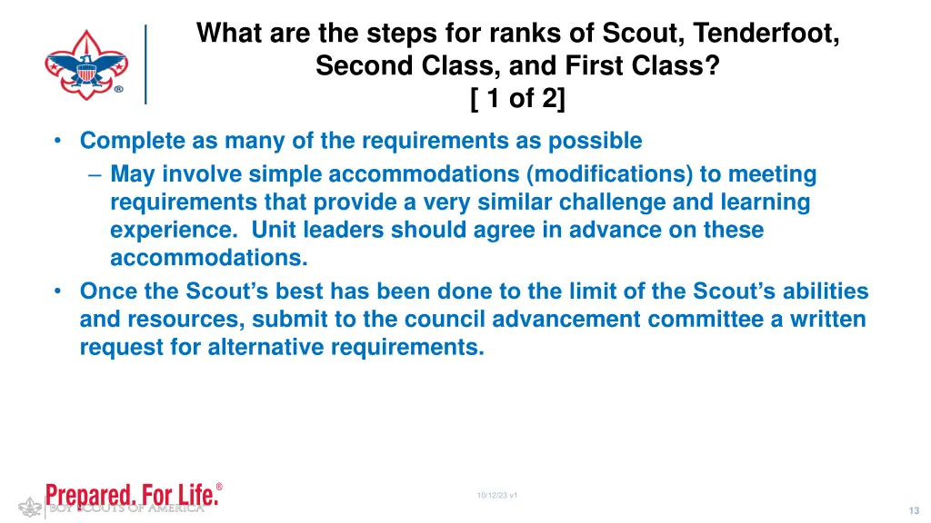 what are the steps for ranks of scout tenderfoot