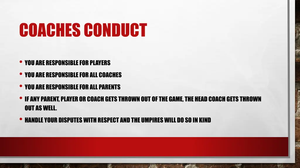 coaches conduct