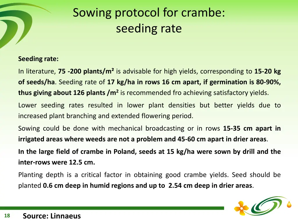 sowing protocol for crambe seeding rate