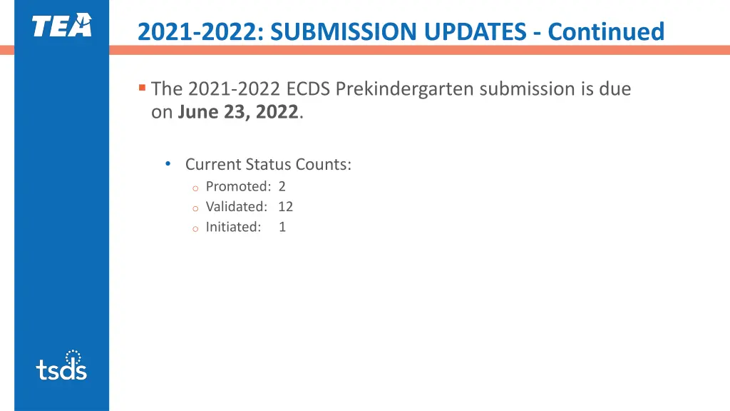 2021 2022 submission updates continued