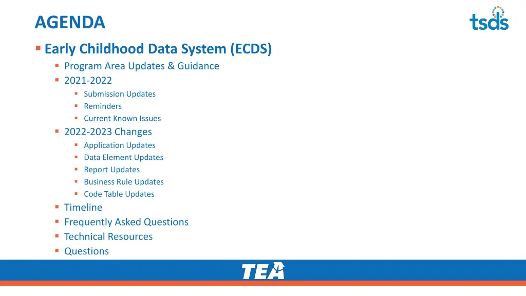 agenda early childhood data system ecds program