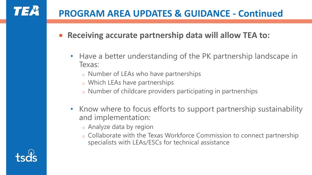 program area updates guidance continued