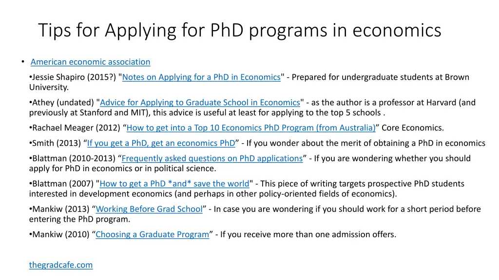 tips for applying for phd programs in economics