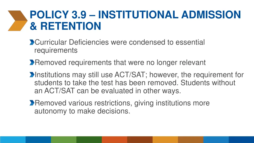 policy 3 9 institutional admission retention