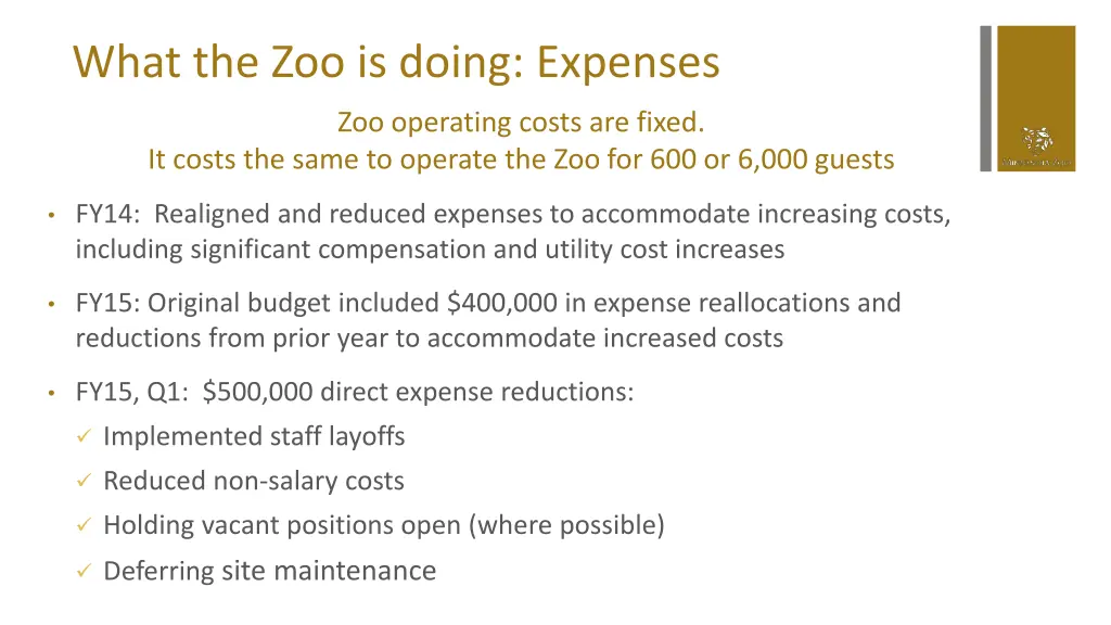 what the zoo is doing expenses