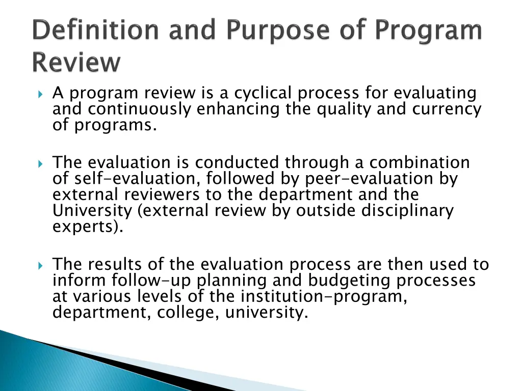 a program review is a cyclical process