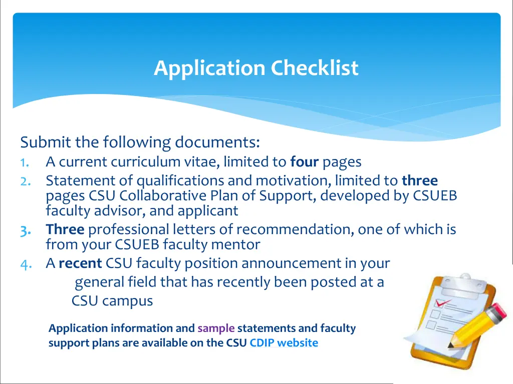 application checklist