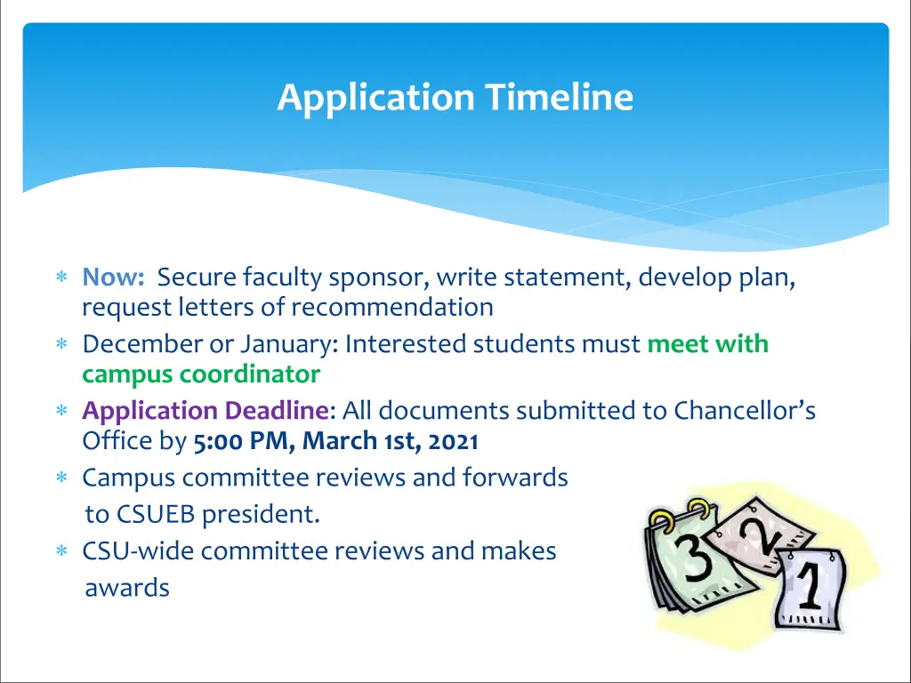 application timeline