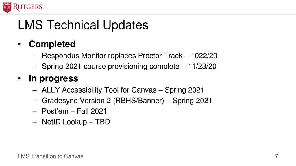 lms technical updates