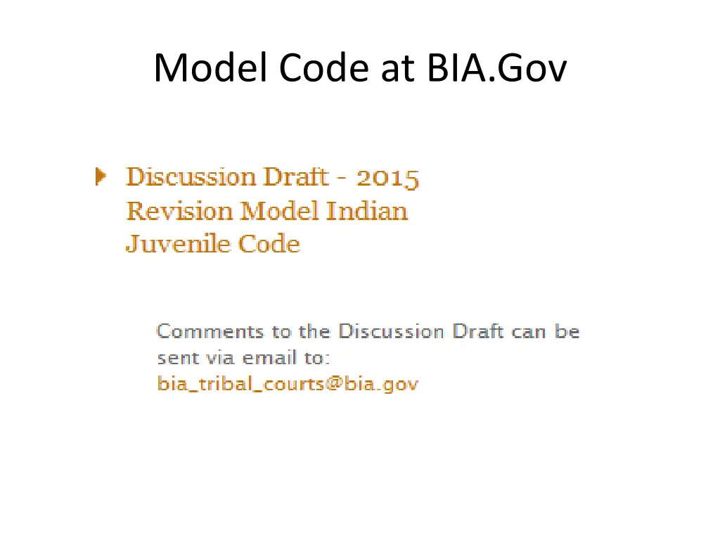 model code at bia gov