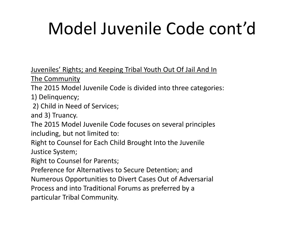 model juvenile code cont d